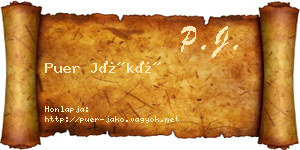 Puer Jákó névjegykártya